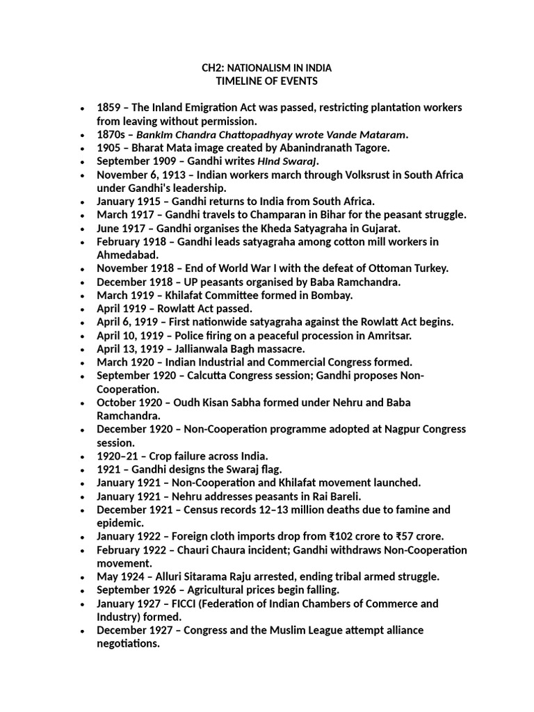 Nationalism in India (Timeline) | PDF | Mahatma Gandhi | Indian Nationalism