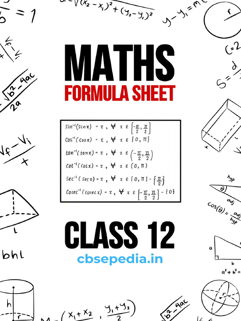 Maths Formula Sheet by @TeamStudyaHUB | PDF