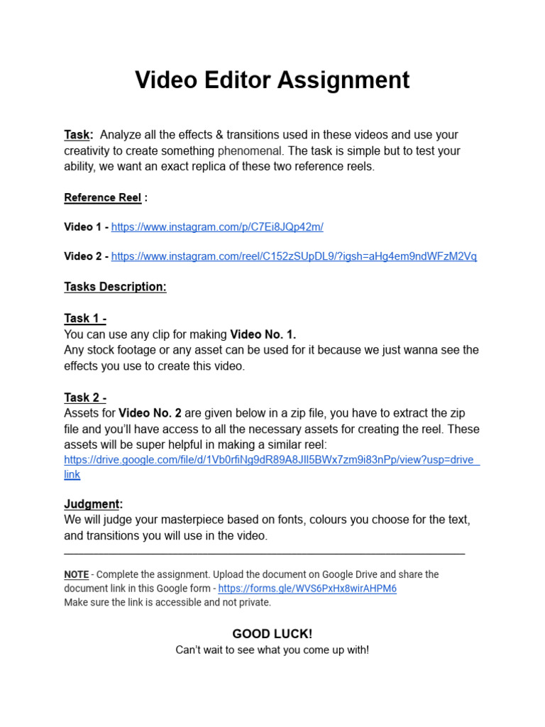 Video Editor Assignment | PDF