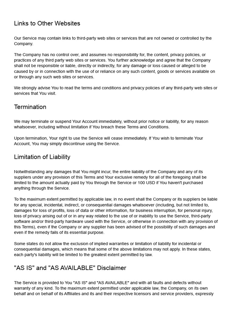Sample Terms Conditions Agreement 7 | PDF | Damages | Legal Liability