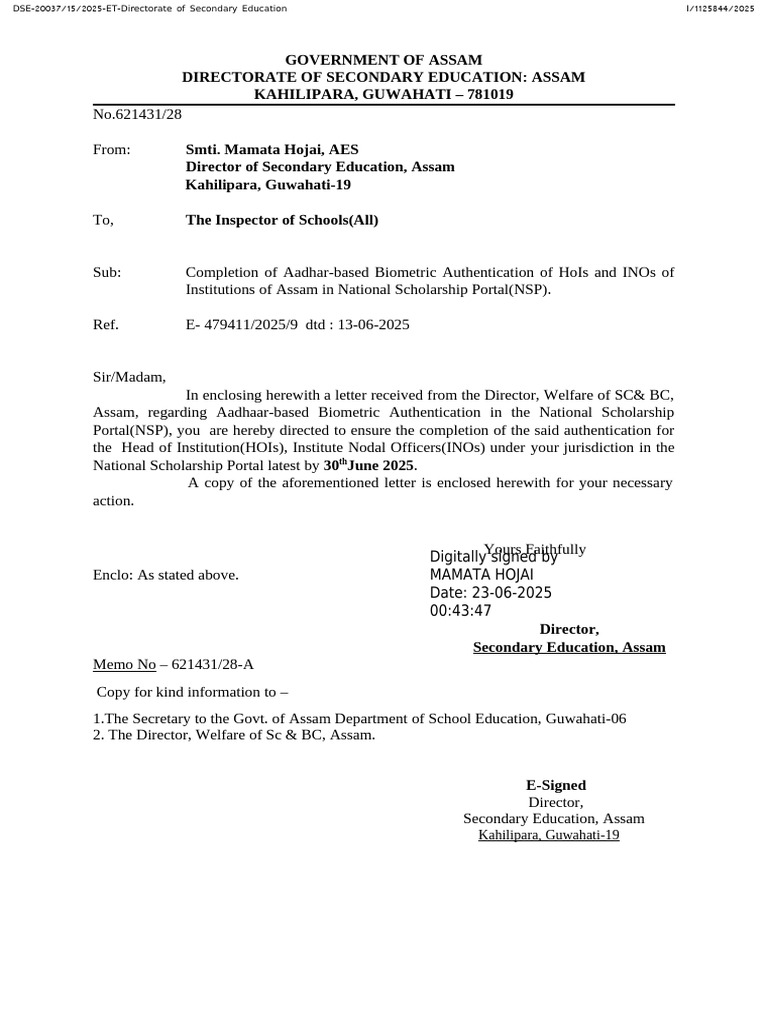Aadhar-Based Biometric Authentication of HoIs and INOs | PDF