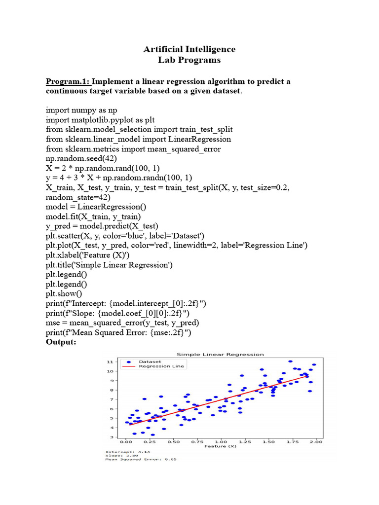 Artificial Intelligence Lab | PDF | Mean Squared Error | Applied ...