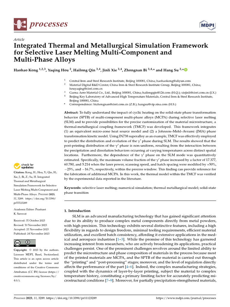 Integrated Thermal and Metallurgical Simulation Framework For Selective ...