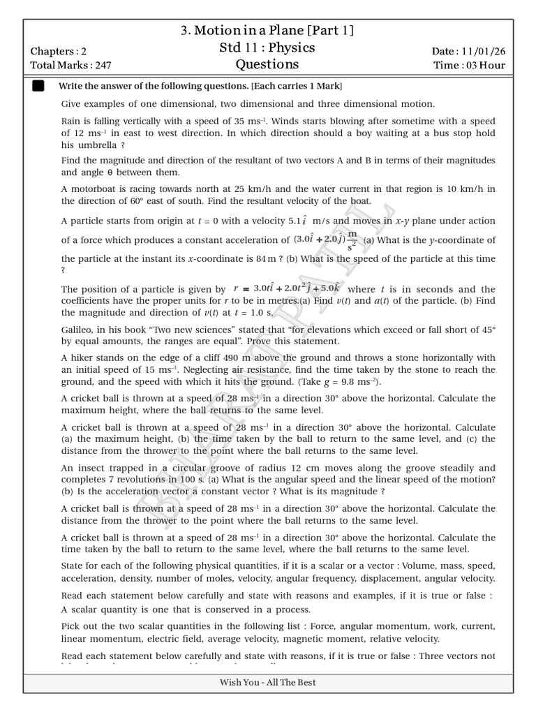 Class 11 Physics NCERT Chapter 3 Part-1 | PDF | Euclidean Vector ...