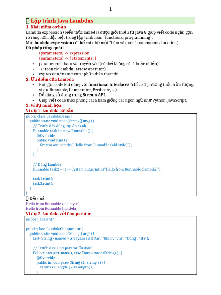 Lập Trình Java Lambdas | PDF