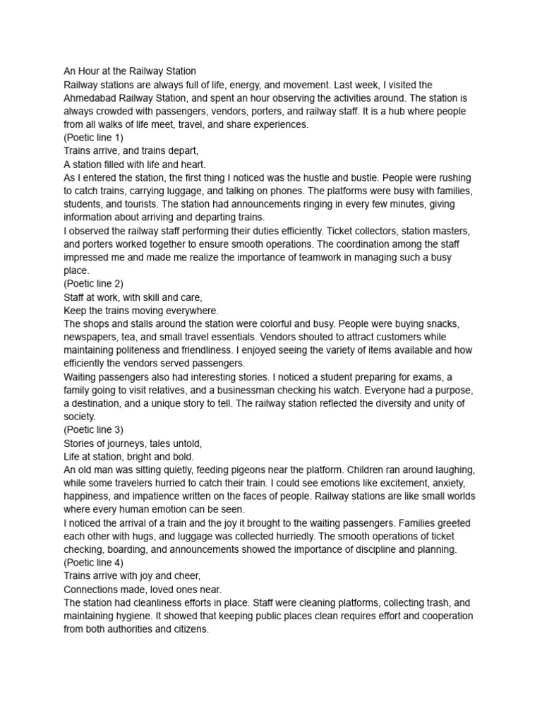 An Hour at the Railway Station | PDF