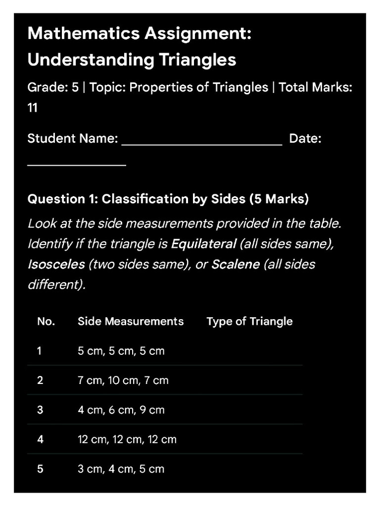 Triangles Assignment | PDF