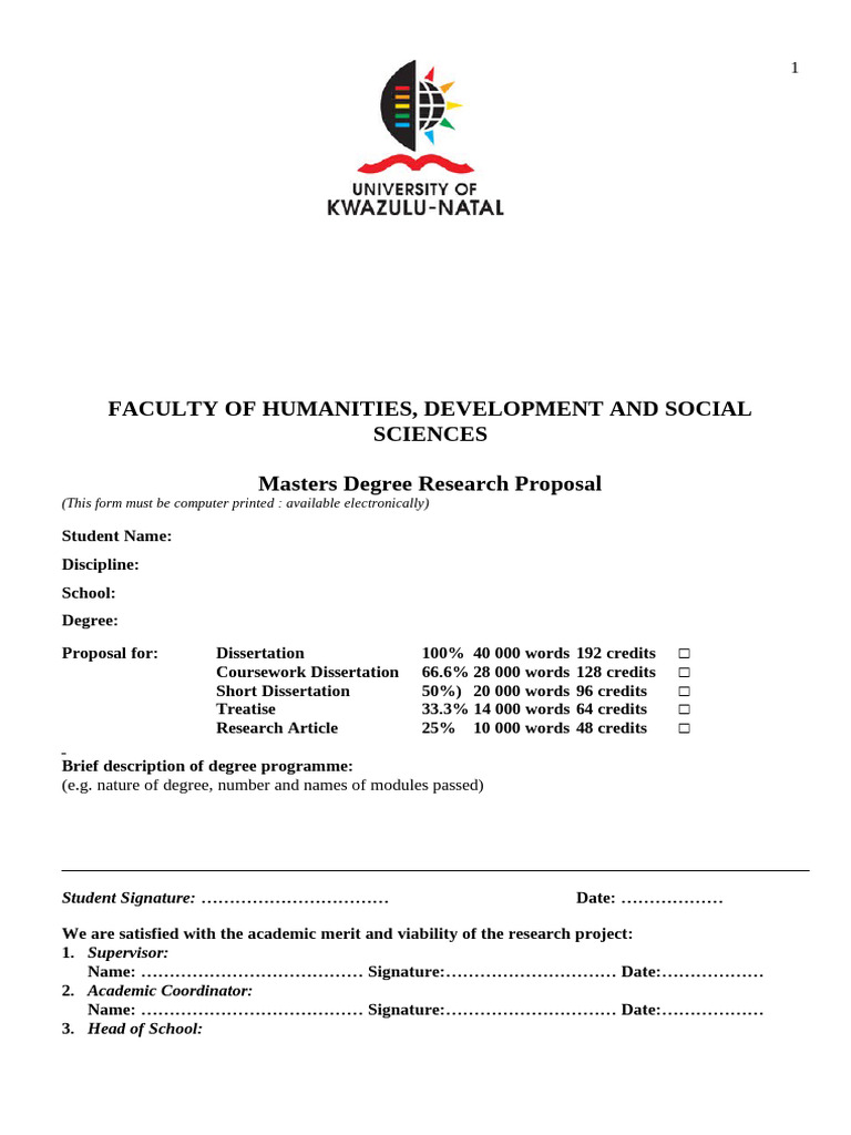 Masters Research Proposal Form With Guidelines 2006 | PDF | Methodology ...