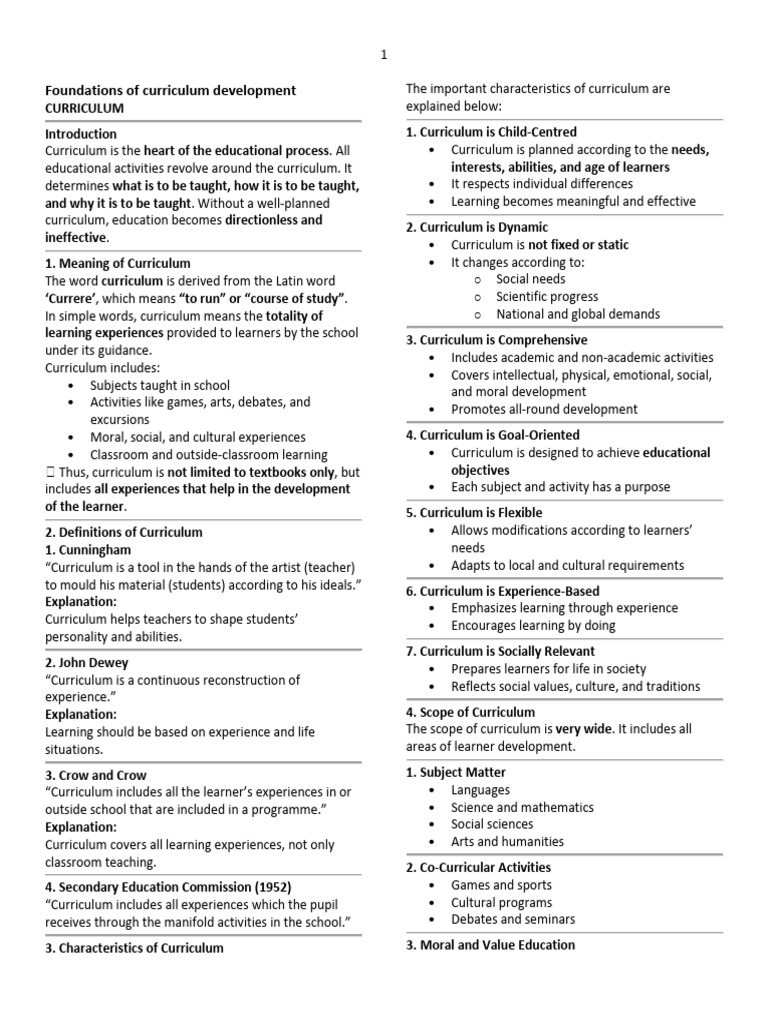 Foundations of Curriculum Development | PDF | Curriculum | Learning
