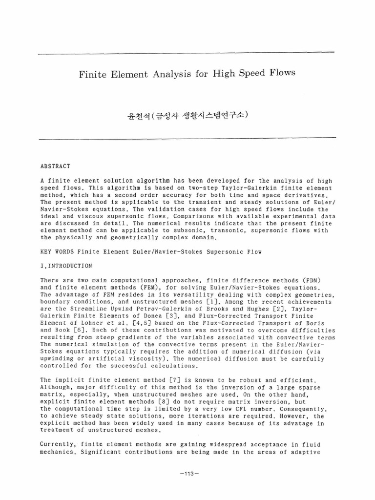 Finite Element Analysis for High Speed Flows | PDF
