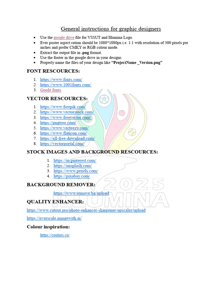 General Instructions For Graphic Designers | PDF