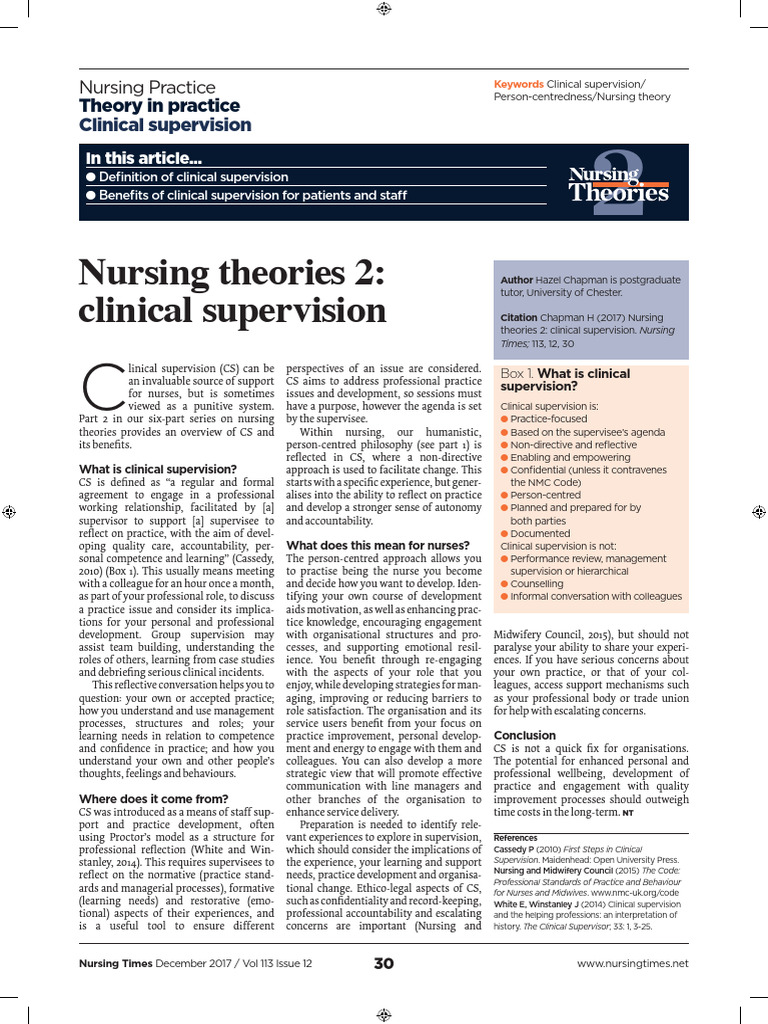 Nursing Theories 2 - Clinical Supervision | PDF | Nursing | Social ...