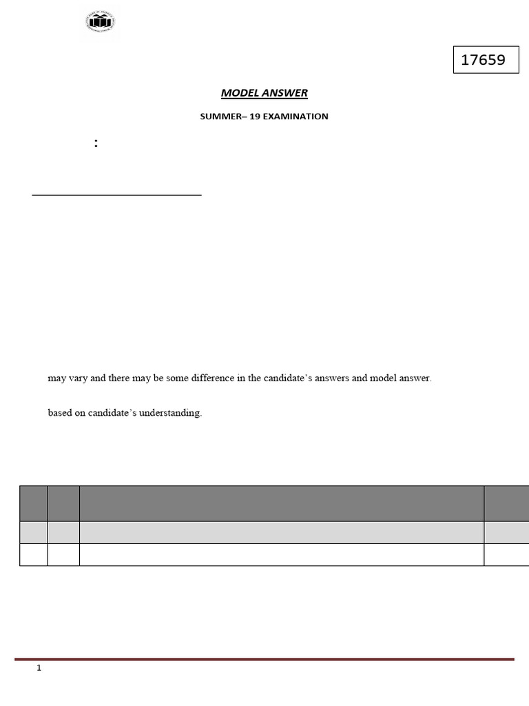 17659 2019 Summer Model Answer Paper[Msbte Study Resources] | PDF ...