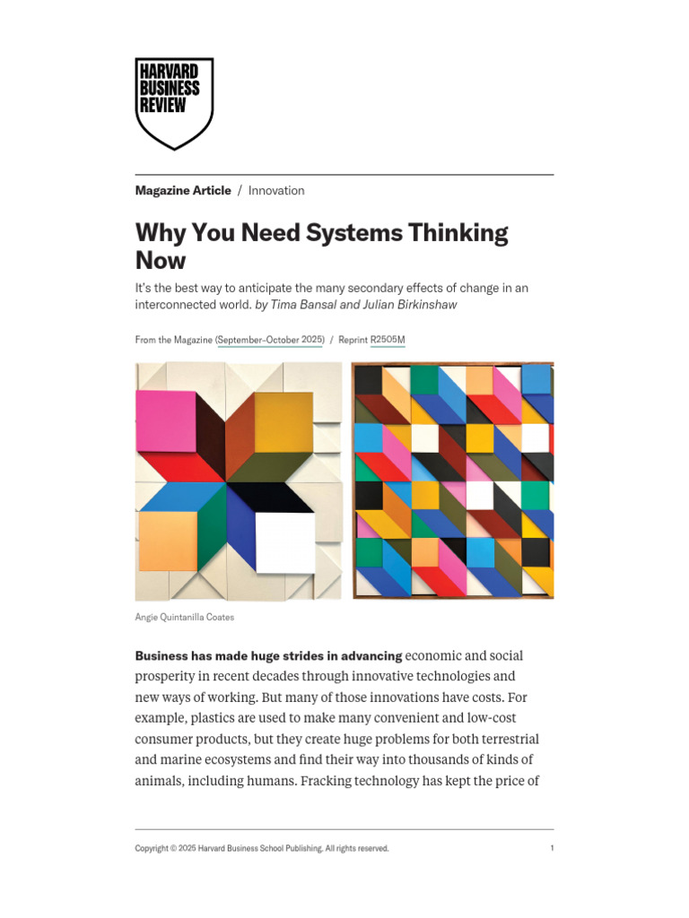Why You Need Systems Thinking Now | PDF | Innovation | Soil