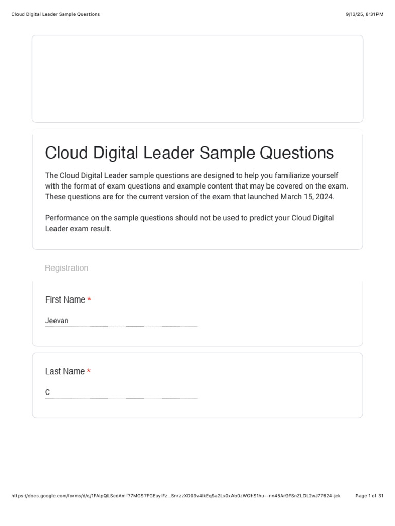 Cloud Digital Leader Sample Questions | PDF | Cloud Computing | Security