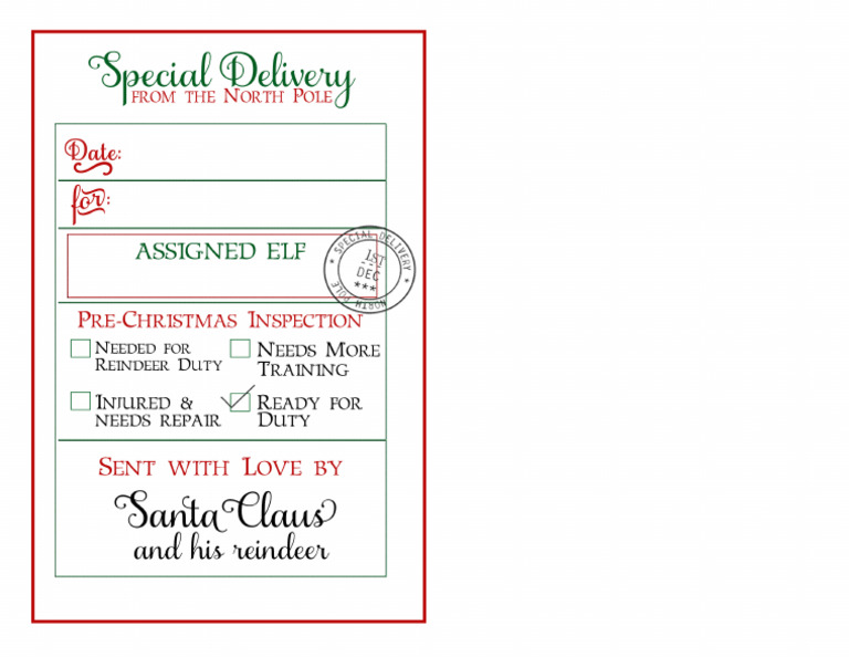 Customized Elf On A Shelf Return Blank | PDF