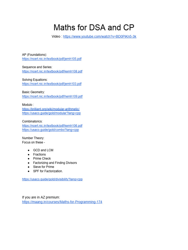 Maths for DSA and CP | PDF