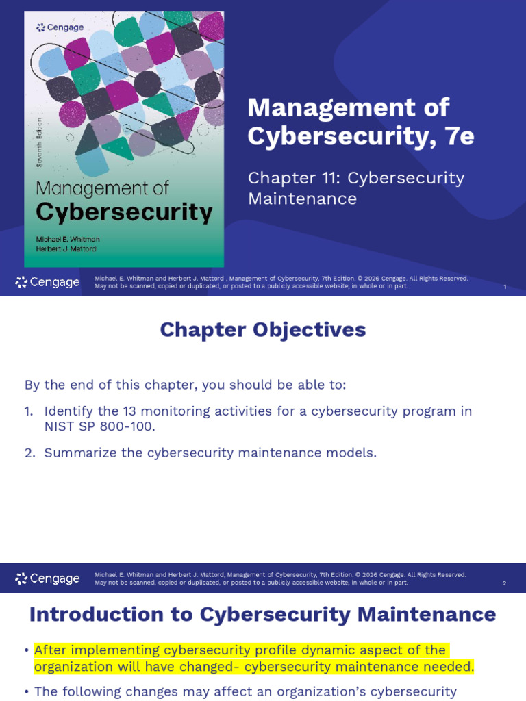 Lect-11 Cybersecurity Maintenance | PDF | Computer Security | Security
