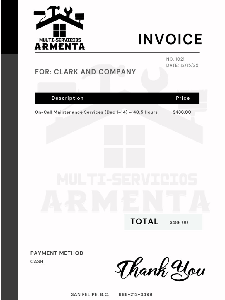 Invoice 120114 Clark and Company | PDF
