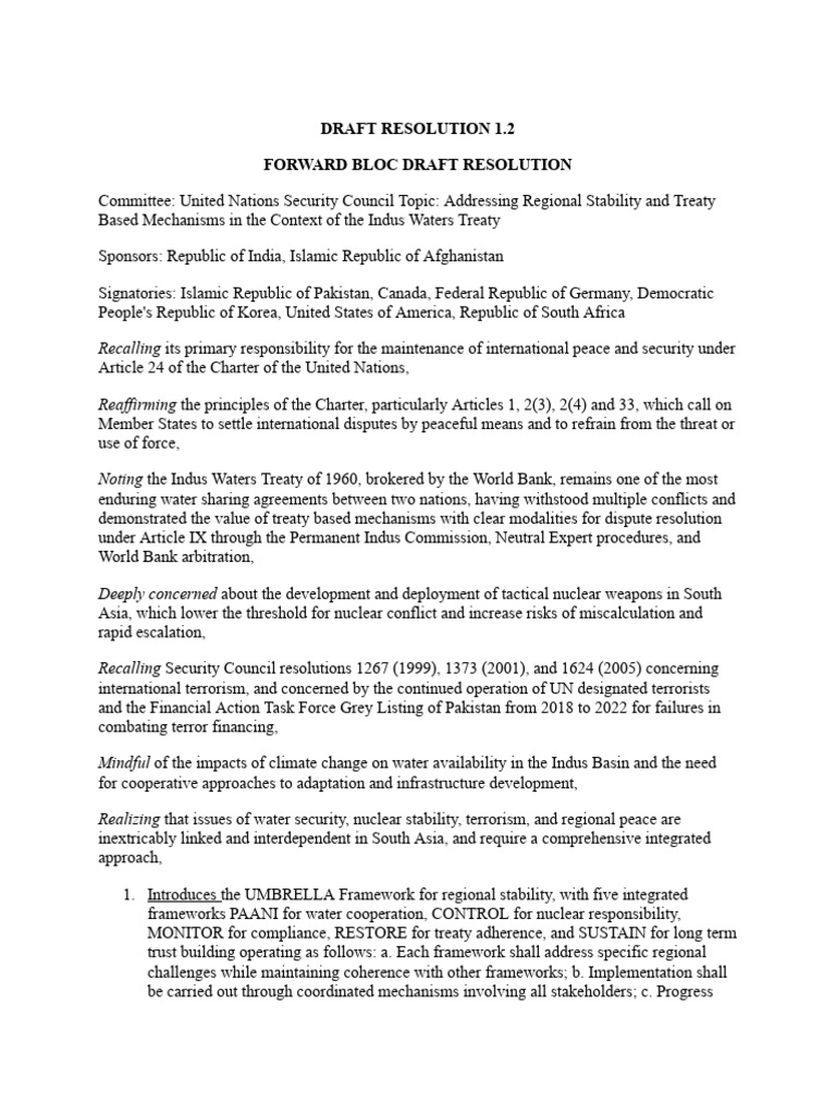 Draft Resolution 1.2 | PDF | Treaty | United Nations Security Council