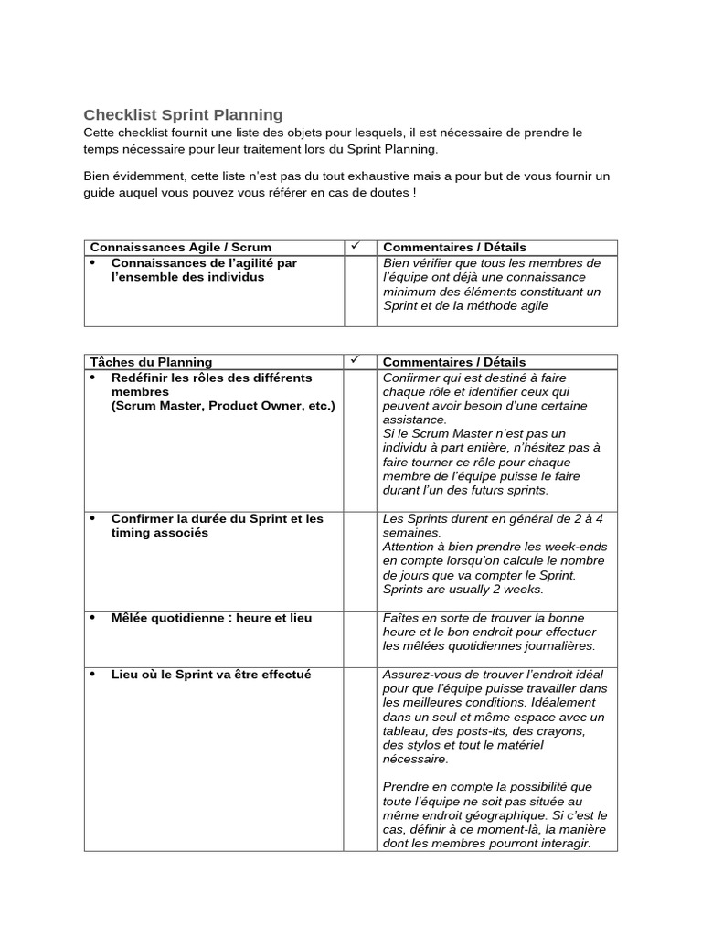 Sprint Planning | PDF | Scrum (développement) | Informatique
