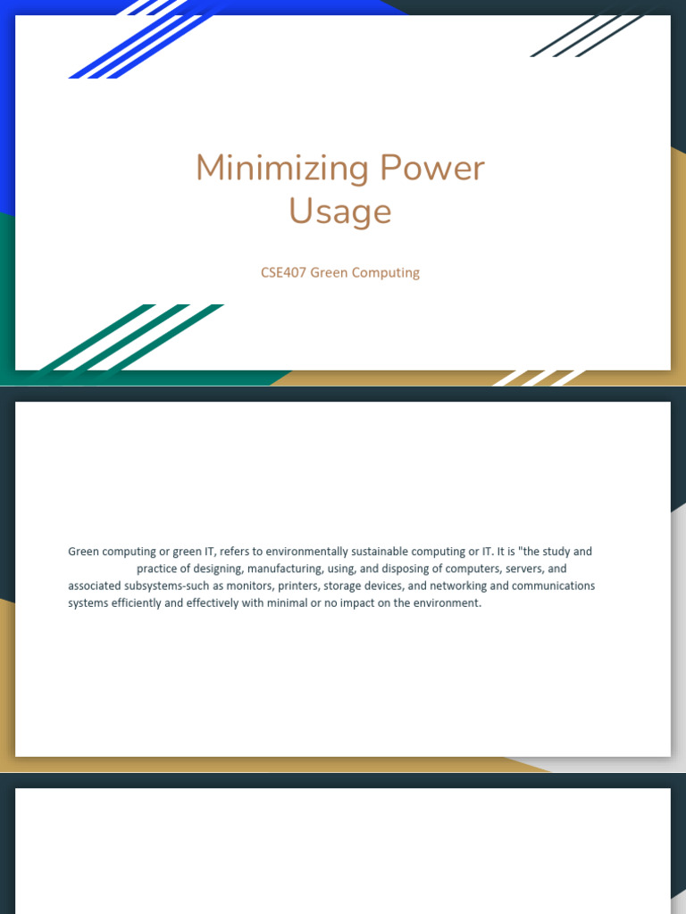 Lecture 3 Miniminizing Power Usage | PDF