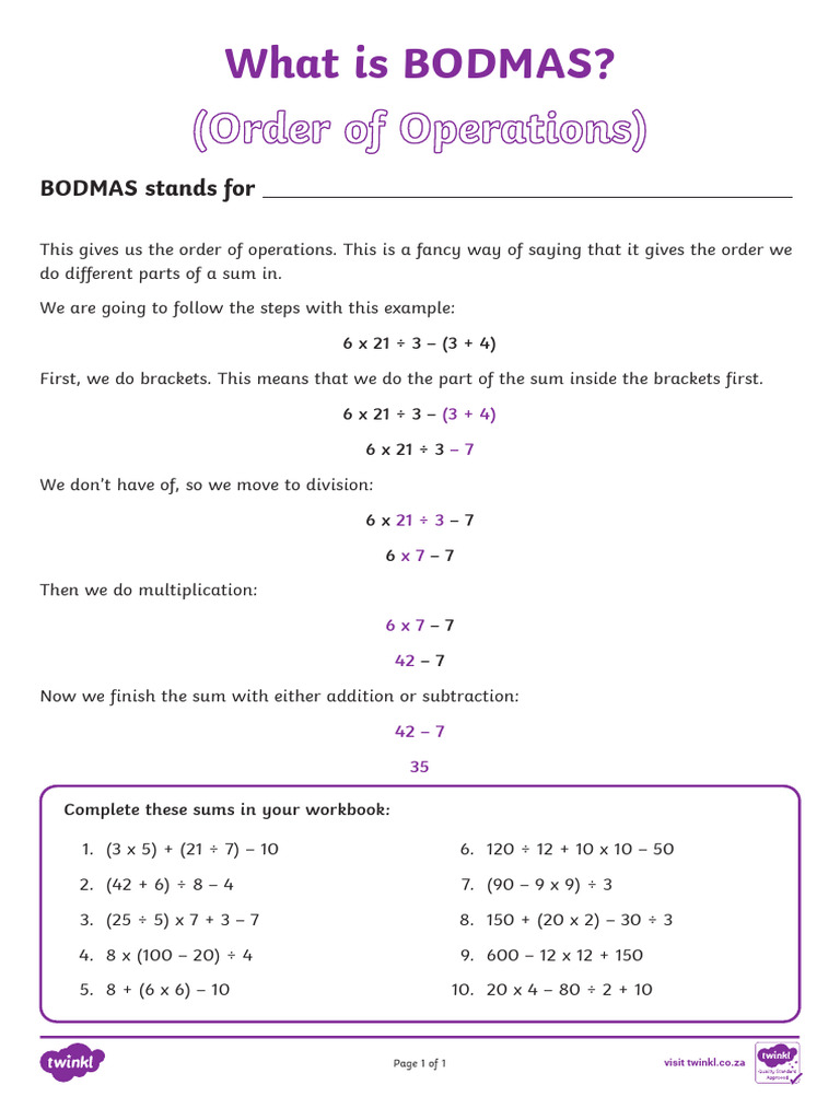 Za m 1666789916 What is Bodmas Order of Operations Activity Sheet Ver 4 ...