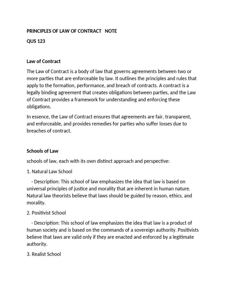 Law of Contract ND I QS NOTE_021335 | PDF | Law Of Agency | Tort