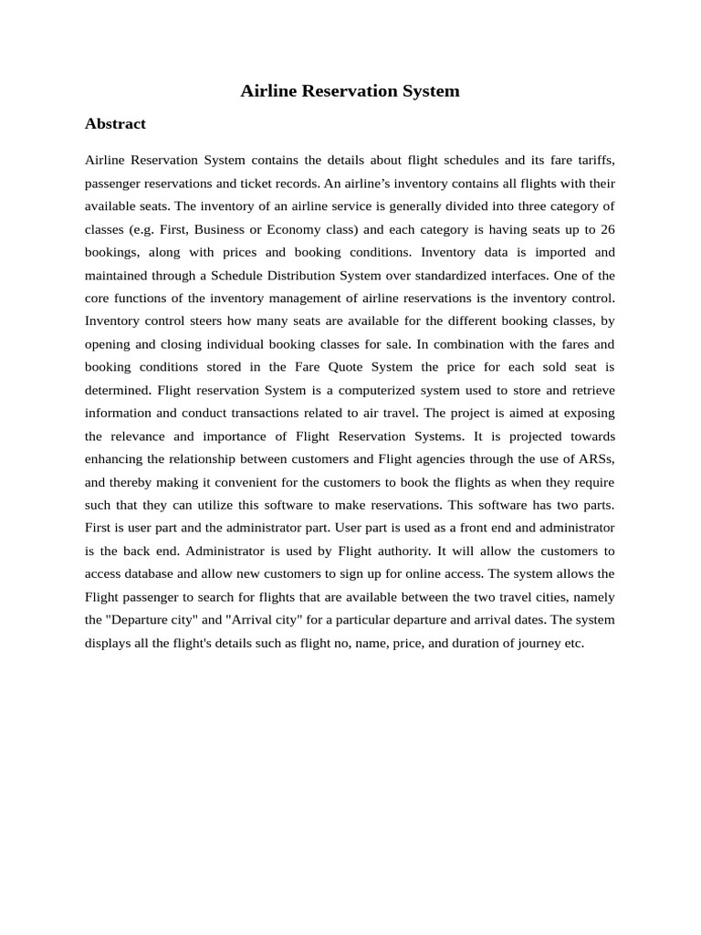 Airline Reservation System | PDF | Microsoft Sql Server | C Sharp ...