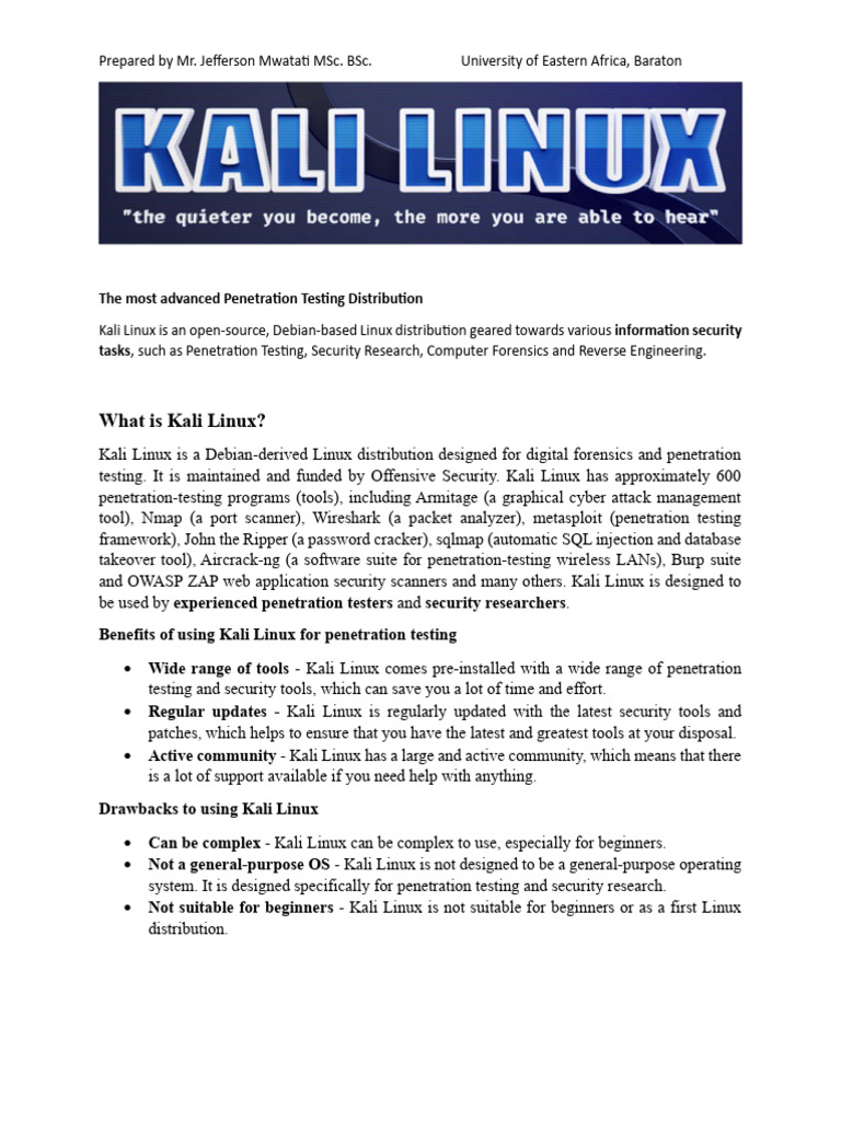 Kali - Introduction To Kali Linux | PDF | Security | Computer Security