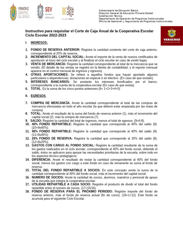 Anexo 11 Instructivo Para Requisitar El Corte de Caja Anual de ...