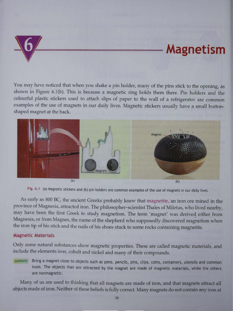 Class 6 Physics Chapter 06 Magnetism | PDF
