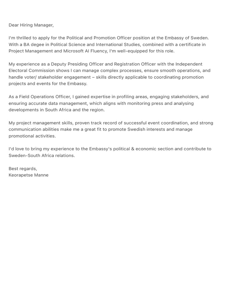 Dear Hiring Manager | PDF