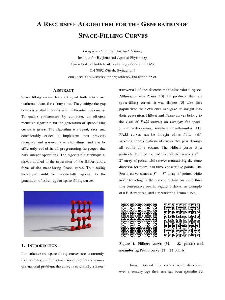 A Recursive Algorithm For The Generation of Space-Filling Curves | PDF ...