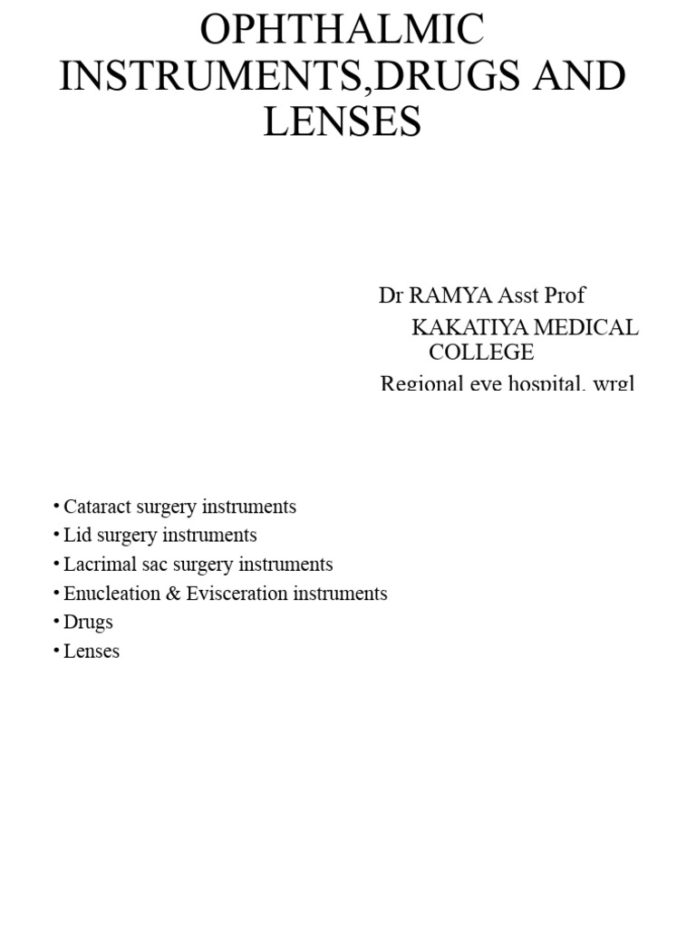 Ophthalmic Instruments and Drugs | PDF | Ophthalmology | Human Eye