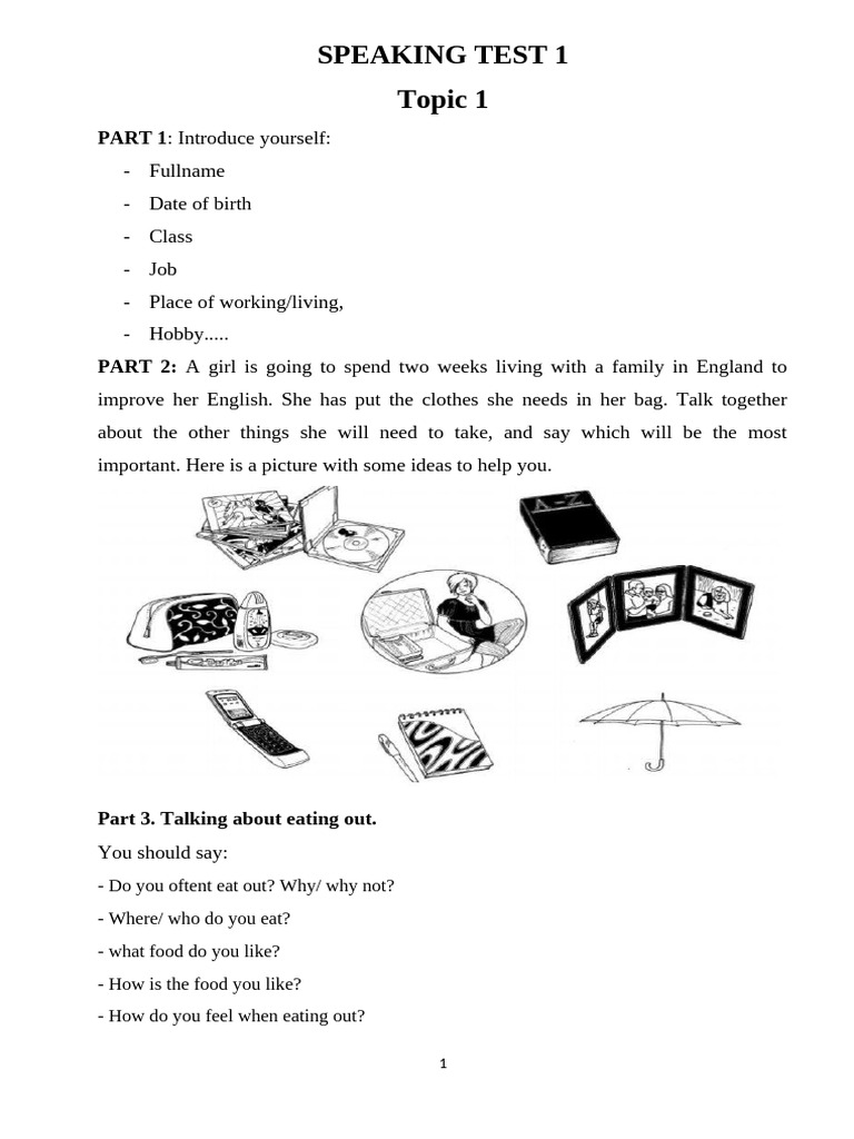 Speaking Test 1 | PDF