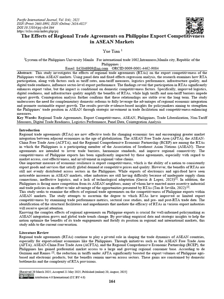 Yue Tian - The Effects of Regional Trade Agreements on Philippine ...