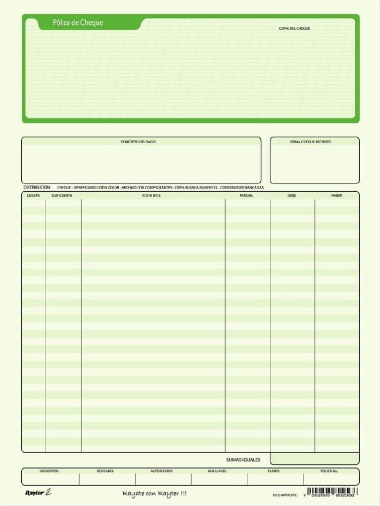 Formato Poliza de Cheque | PDF