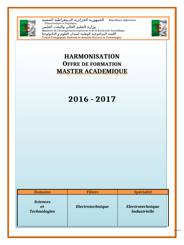 Harmonisation O Master Academique: Ffre DE Formation | PDF ...