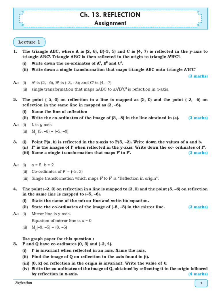 Ch. 13 Assignment - Reflection | PDF | Cartesian Coordinate System | Area