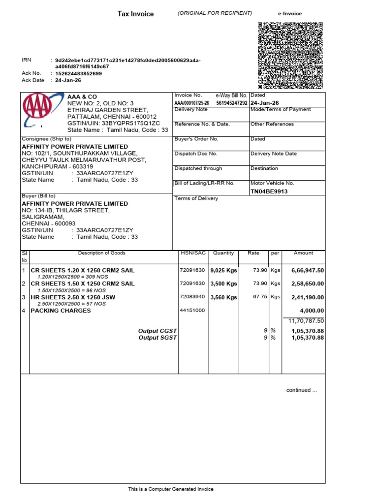 AAA00107 | PDF | Invoice | Taxes