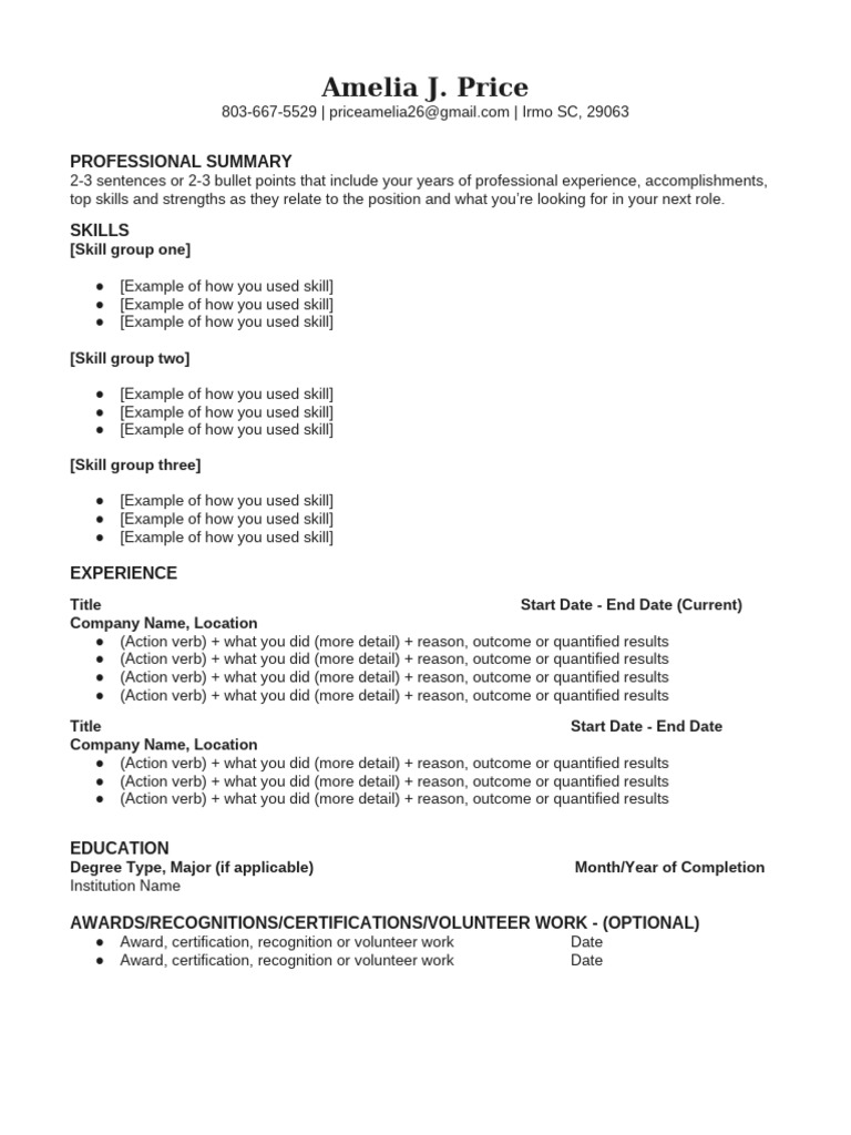 Functional Resume Template 1 | PDF