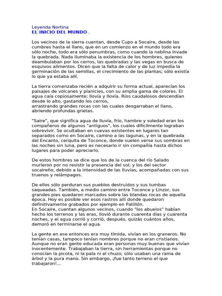 El Inicio Del Mundo | PDF