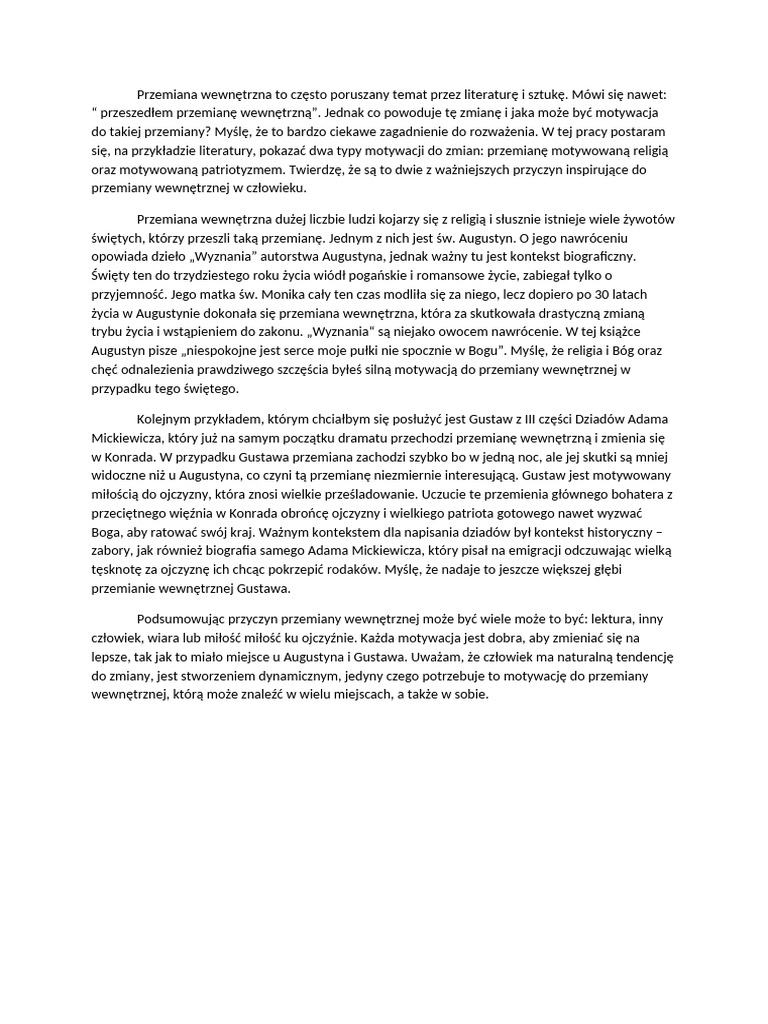 Wypracowanie temat 1 | PDF