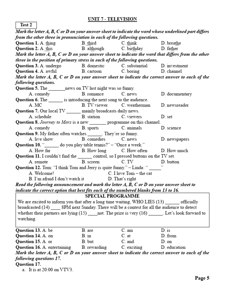 Unit 7 Test 2 | PDF