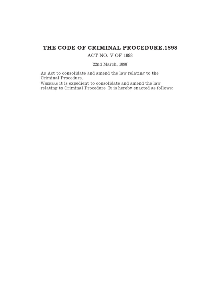 Criminal Procedure Code 1898 | PDF | Magistrate | Justice Of The Peace