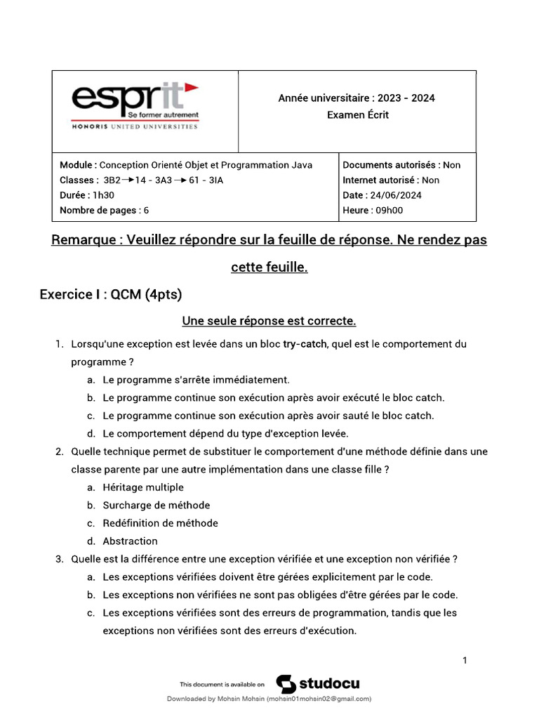 Examen Java 23:24 | PDF