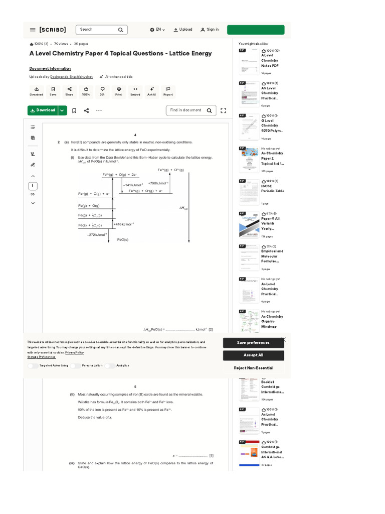 Www Scribd Com Document 747831361 a Level Chemistry Paper 4 Topical ...