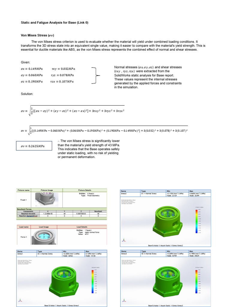 Static and Fatigue Analysis Calculations | PDF | Strength Of Materials ...