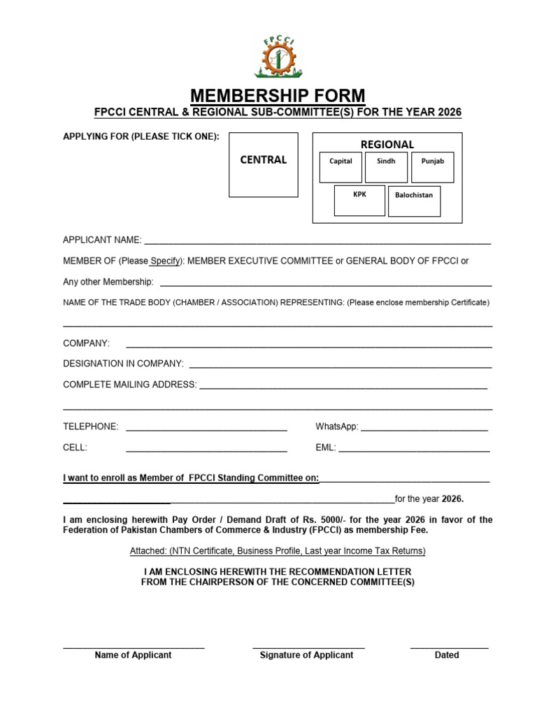 SCs Membership Form - 2026 | PDF